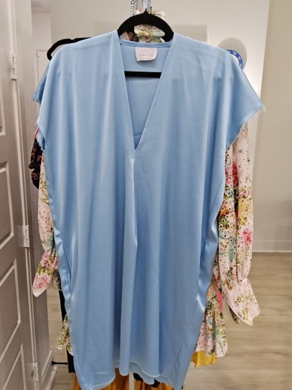 Light Blue V-Neck Women's Dress